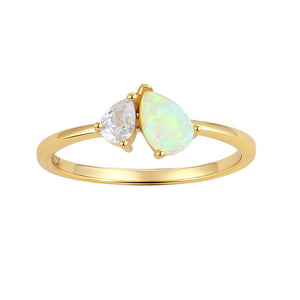 VFJ0326 Waterdrop Pear Cut CZ Opal Toi Et Engagement Ring