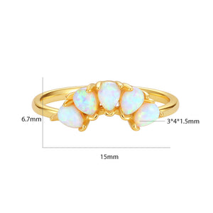 VFJ0320 Geometric Teardrop Opal Stacking Engagement Ring