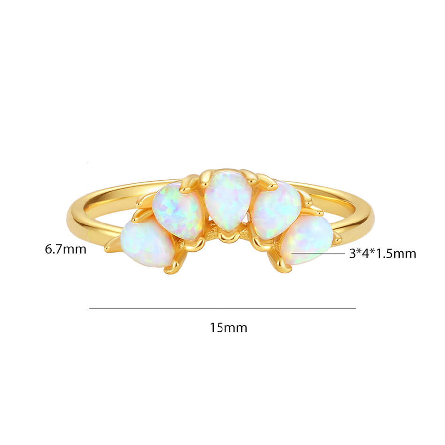 VFJ0320 Geometric Teardrop Opal Stacking Engagement Ring