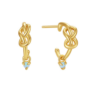 VFE0389 Minimalist Knot Opal Half Hoop Earrings