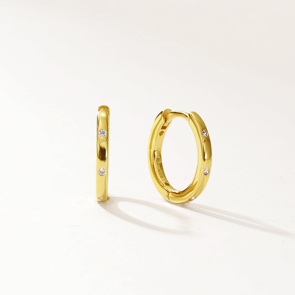 FE2954 925 Sterling Silver Simple Zircon Hoop Earrings