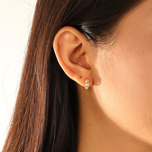 FE3117 Triple Heart Zirconia Hoop Earring
