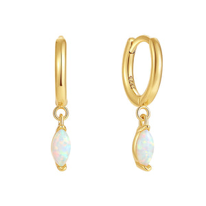 VFE0355 Marquise Opal Drop Hoop Earrings