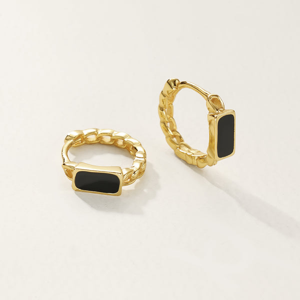 FE2772 925 Sterling Silver Enamel Hoop Earring