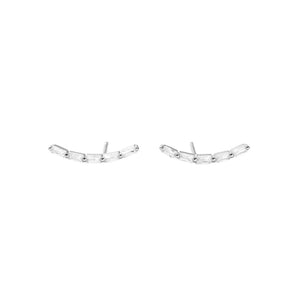 FE2950 925 Sterling Silver Cubic Zirconia Bamboo Stud Earring
