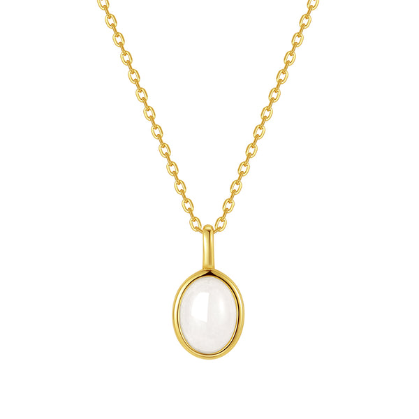 VFX0720 Oval Natural Stone Pendant Necklaces