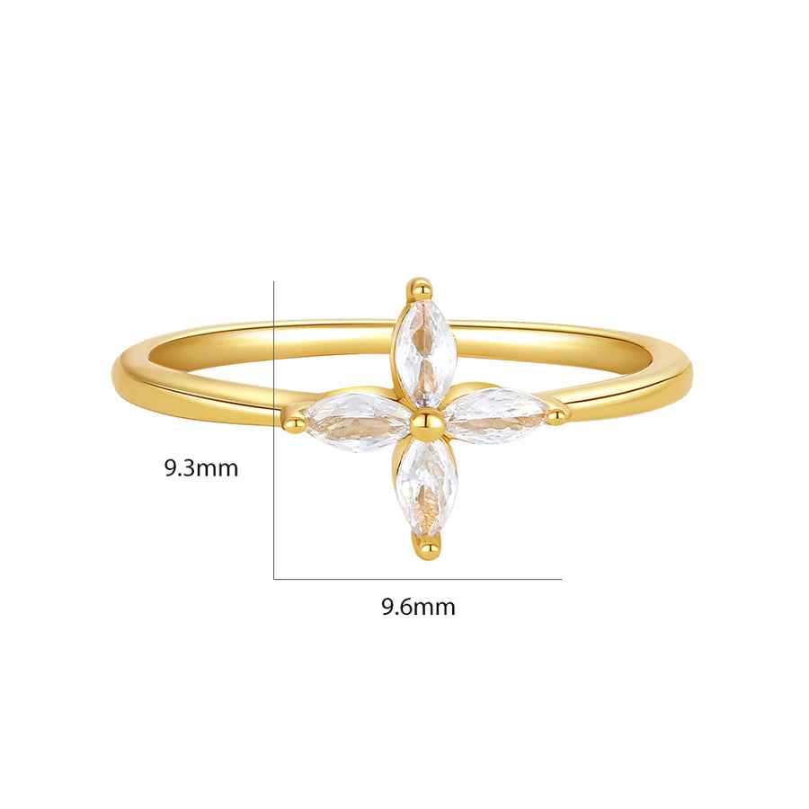 VFJ0344 Marquise Cubic Zirconia Flower Ring