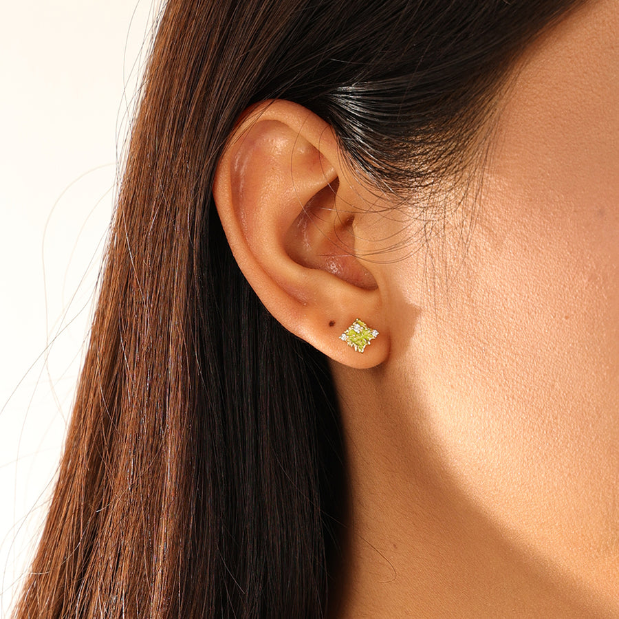 FE3107 Green Emanel Stud Earring