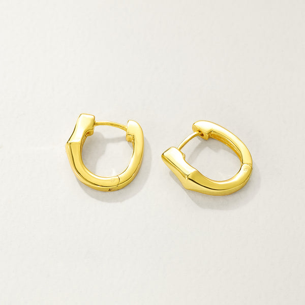 FE2863 925 Sterling Silver Classic Glossy Hoop Earrings