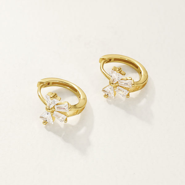 FE2827 925 Sterling Silver Zirconia Butterfly Bow Hoop Earrings