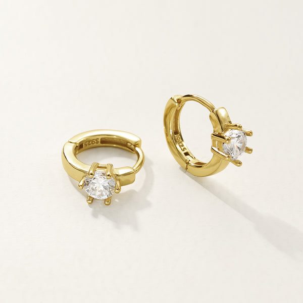 FE2802 925 Sterling Silver Cubic Zirconia Hoop Earring