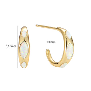 VFE0375 Opal Half Hoop Earring