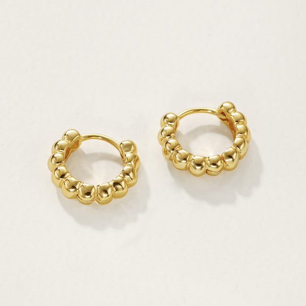 FE2824 925 Sterling Silver Bead Hoop Earrings