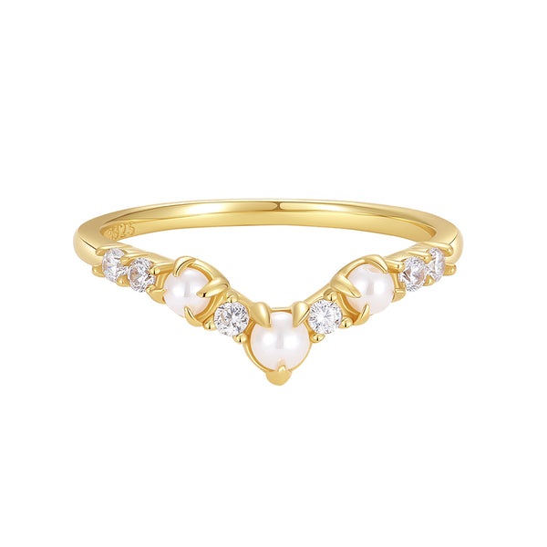 VFJ0524 V-Shaped Shell Pearl Ring