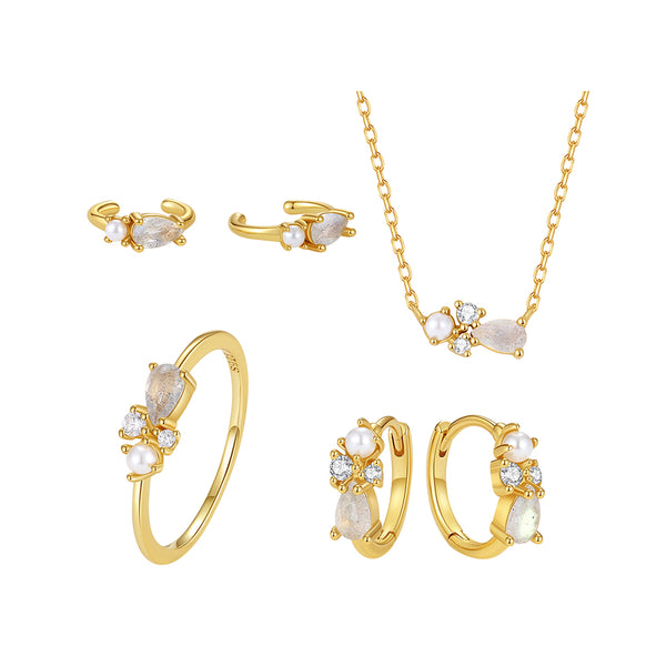 VFE0563 & VFX0564 & VFE0565 & VFJ0562 Shell Pearl and Labradorite Jewelry Set