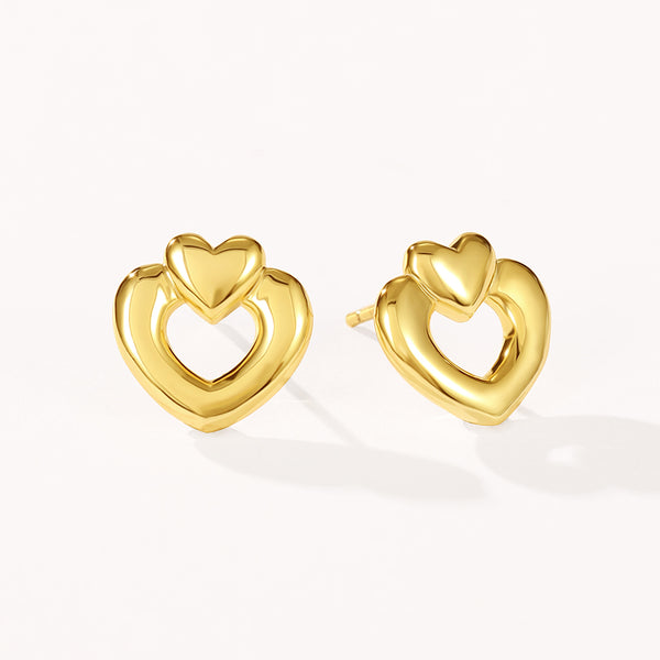 BVFE0717 Brass Plump heart stud Earrings