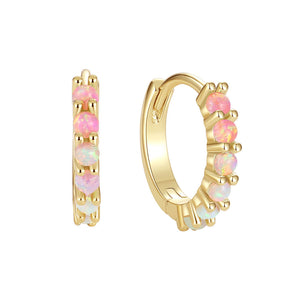 VFE0219 Gradient Opal Color Stone Huggie Hoop Earrings