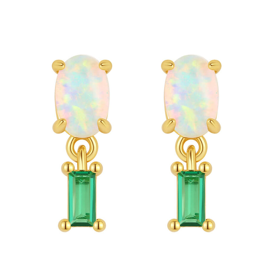 VFE0385 Oval Opal Baguette Zirconia Drop Stud earring