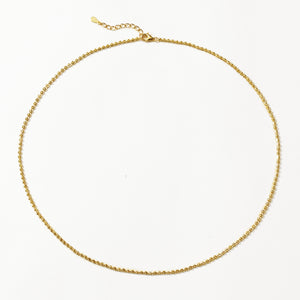 FX1288 925 Sterling Silver Crescent Gold Bead Chain Necklace