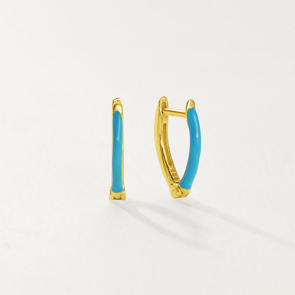 FE2893 925 Sterling Silver Simple Enamel Hoop Earrings