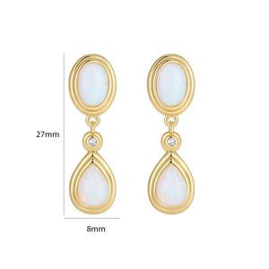 VFE0377 Vintage Oval Waterdrop Opal Drop Stud Earring