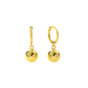 FE2749 925 Sterling Silver Round Gold Bead Dangle Earrings