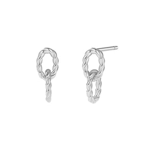 FE2958 925 Sterling Silver Braided Double Hoop Dangle Earring