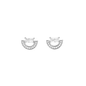 FE2963 925 Sterling Silver Cubic Zirconia Arched Stud Earrings