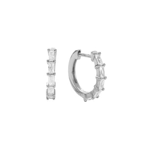 FE2846 925 Sterling Silver Pave Diamond CZ Hoop Earrings