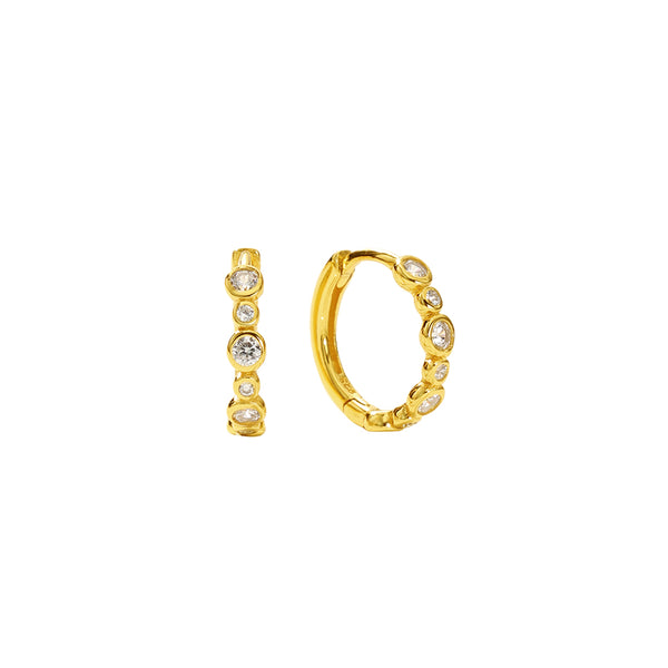 FE2867 925 Sterling Silver Zircon Pave Hoop Earrings