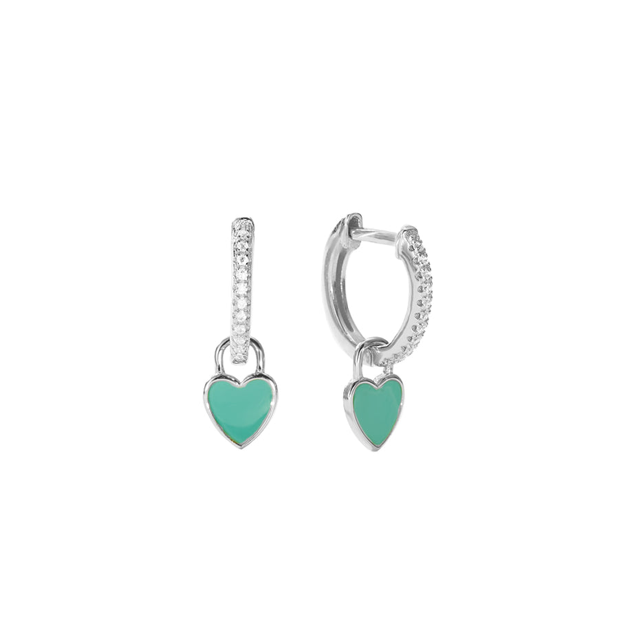 FE2952 925 Sterling Silver Enamel Heart Dangle Earrings