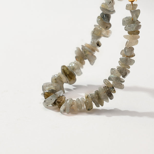 PB0085 925 Sterling Silver Labradorite Chip Bracelet
