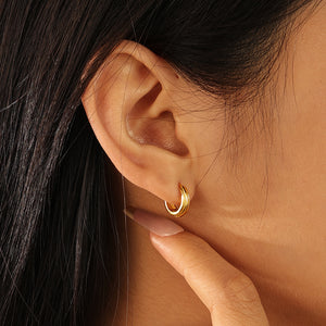 FE2080 925 Sterling Silver Women Gold Plated Triple Bold Hoop Earrings