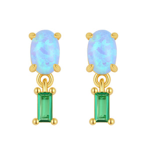 VFE0385 Oval Opal Baguette Zirconia Drop Stud earring