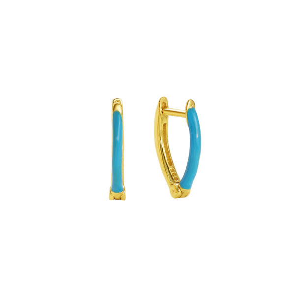 FE2893 925 Sterling Silver Simple Enamel Hoop Earrings