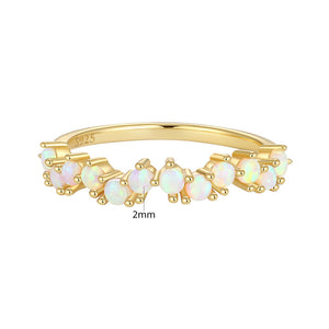 VFJ0333 Minimalist Small Round Stacking Opal Ring