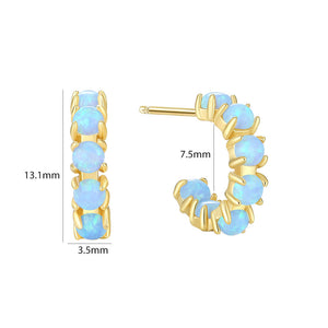 VFE0378 Claw Set Opal Half Hoop Earring