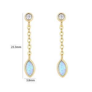 VFE0383 Marquise Opal Drop Chain Stud Earring