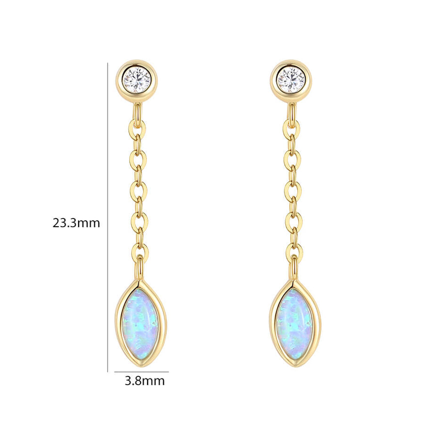 VFE0383 Marquise Opal Drop Chain Stud Earring