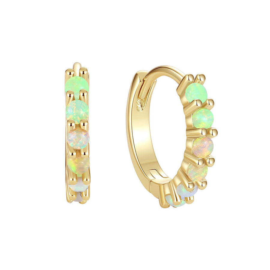 VFE0217 Rainbow Opal Stone Hoop Earrings