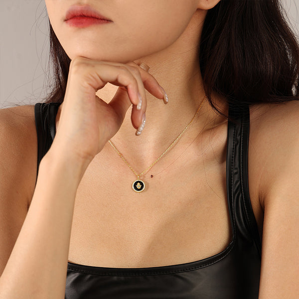 VFD0674 Turquoise Black Agate Palm Pendant Charm