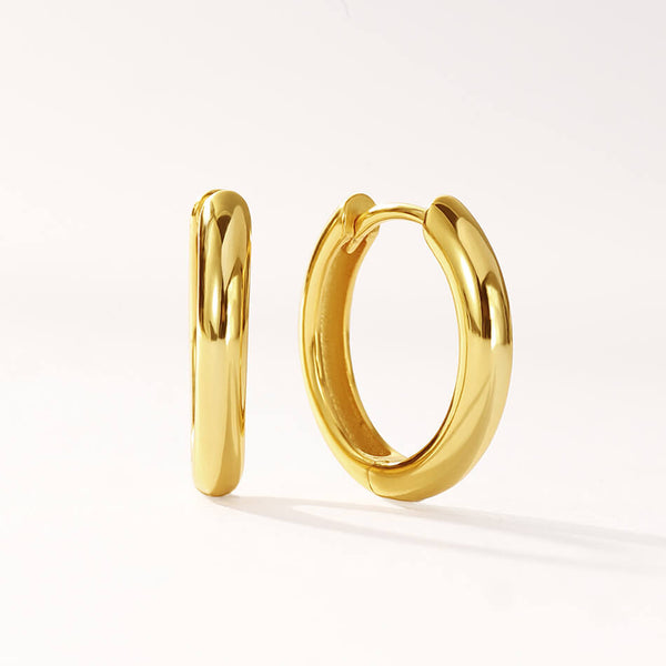 FE3480 Simple High Polish Huggie Hoop Earring