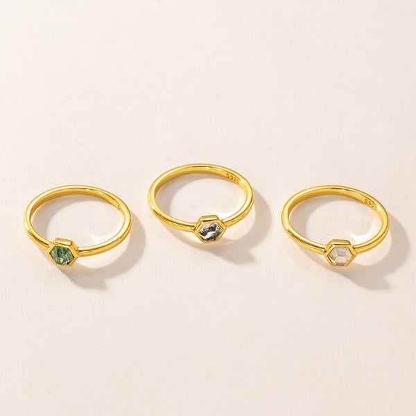 VFJ0242 Hexagon Natural Stone Ring