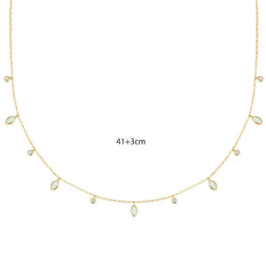 VFX0309 Waterdrop Opal Cubic Zirconia Layered Necklace