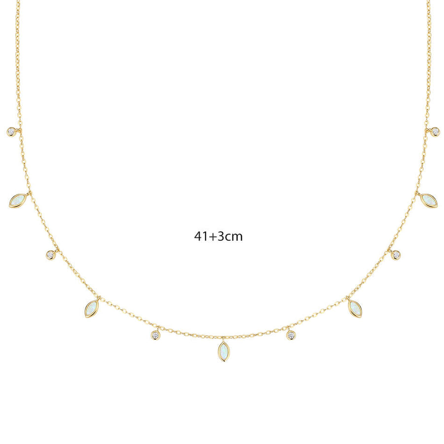 VFX0309 Waterdrop Opal Cubic Zirconia Layered Necklace