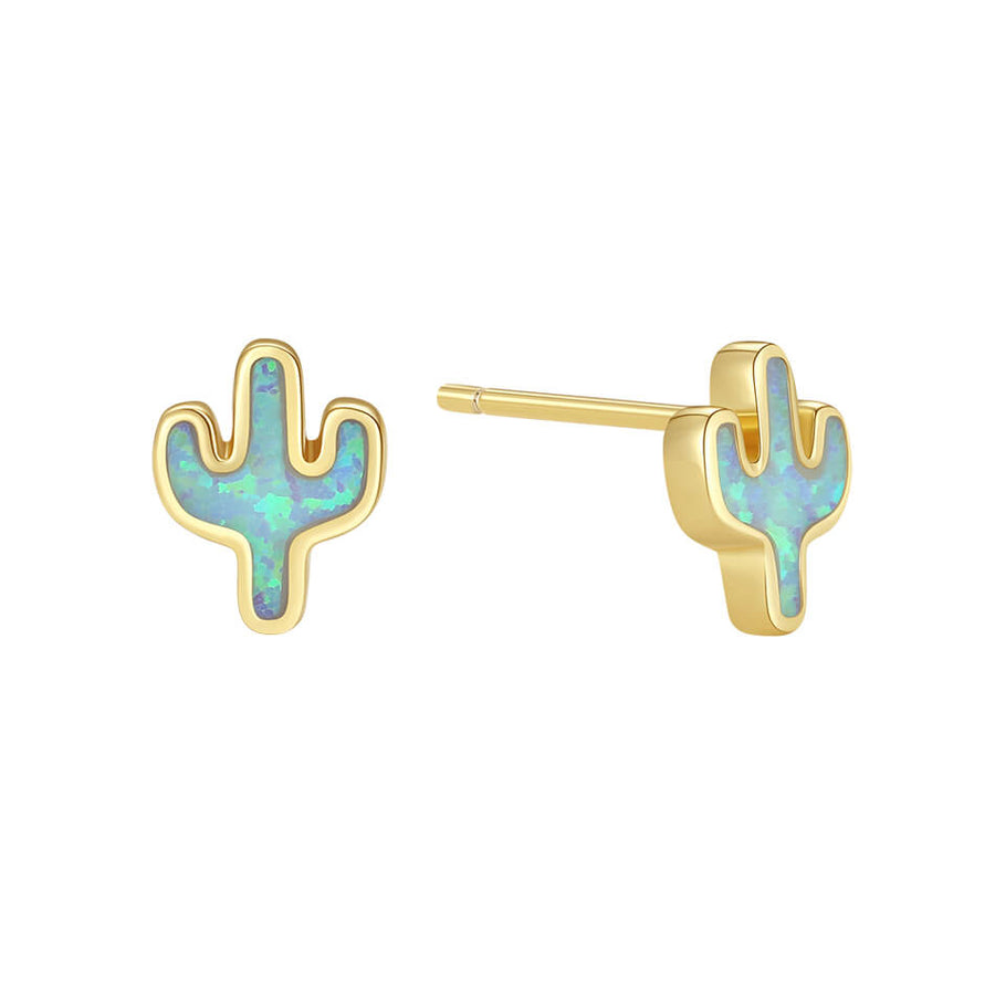 VFE0269 Minimalist Jewelry Opal Stone cactus Mini Stud Earring