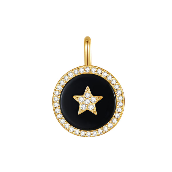 VFD0680 Black Agate Turquoise Star Necklace Pendant