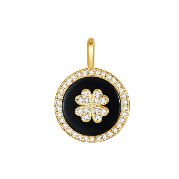 VFD0676 Turquoise Black Agate Four Leaf Clover Pendant