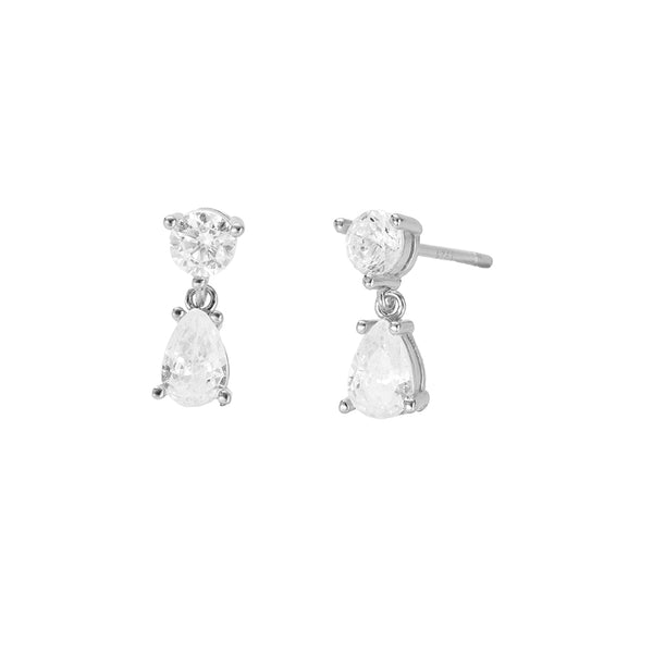 FE2774 925 Sterling Silver Cubic Zirconia Waterdrop Stud Earring
