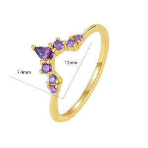 VFJ0603 V Shape Purple CZ Wedding Ring